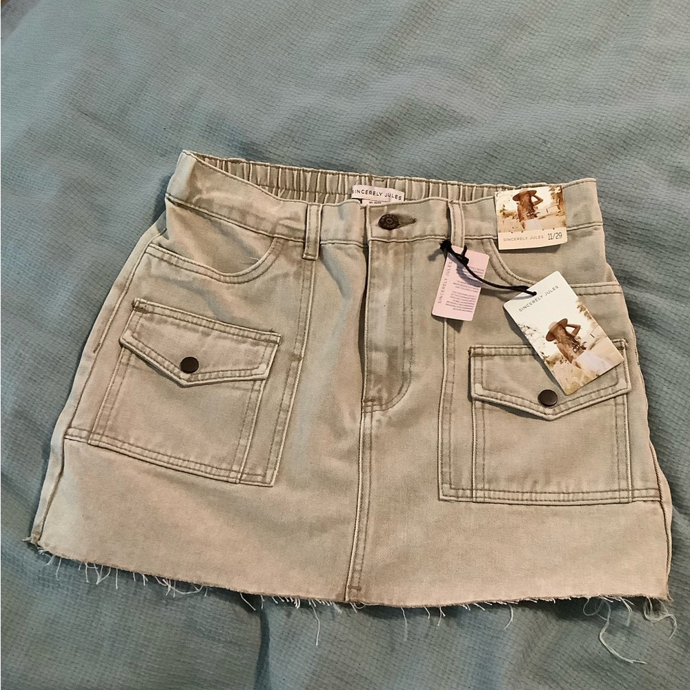 NWT Sincerely Jules Tan Denim Mini Skirt